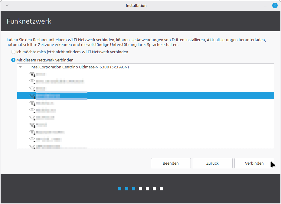 Funknetzwerk auswählen