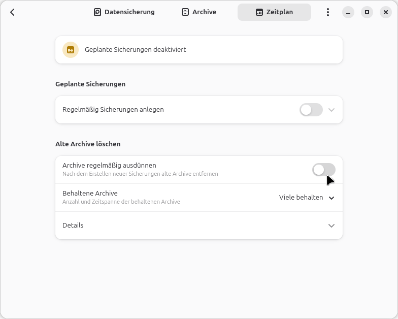 Funktion Ausdünnen aktivieren