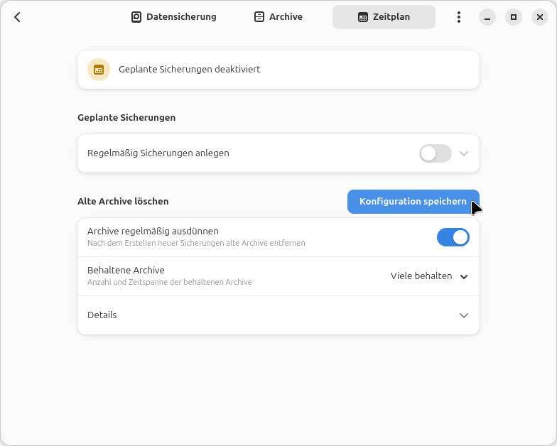 Konfiguration speichern
