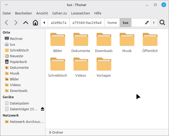 Dateiverwaltung zeigt Inhalt der Sicherung