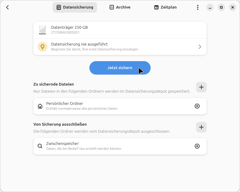 Datensicherung durchführen